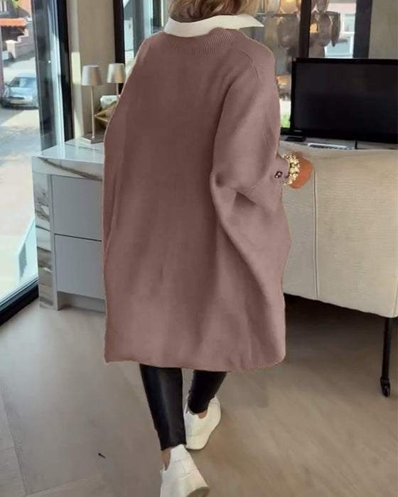 Genser Med V-Hals, Knappet Og Asymmetrisk Egenskaper