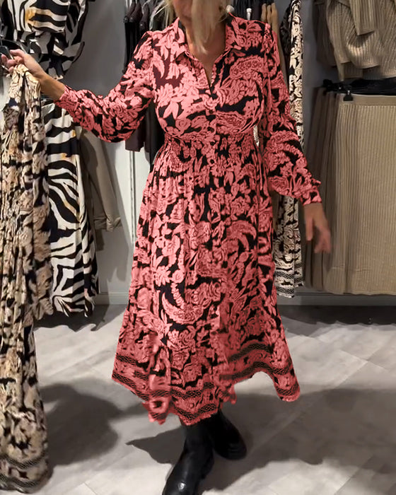 Modekjole Med Reverskrave Og Print