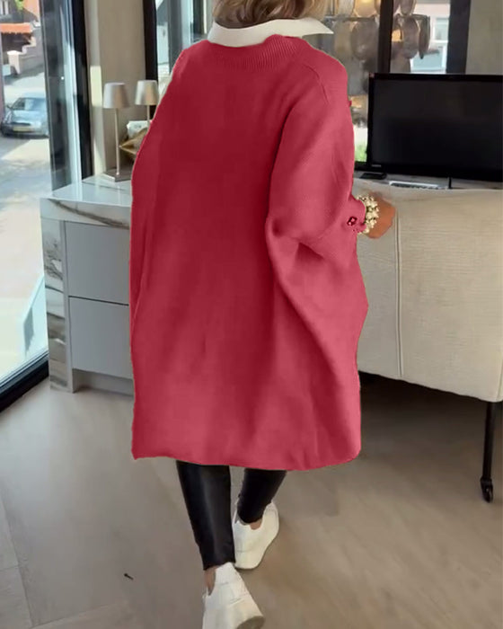 Genser Med V-Hals, Knappet Og Asymmetrisk Egenskaper