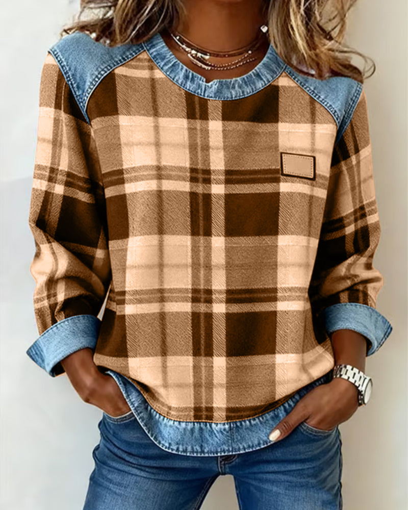 Moderne Sweatshirt Med Ternet Patchwork
