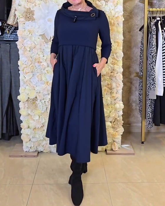 Kjole Fashionable Street Ensfarvet A-linje