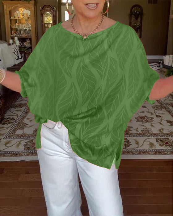 Bluse Rund Hals Løs Print