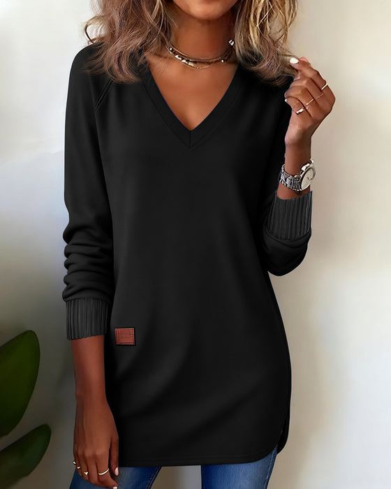 Moderne Sweatshirt Med V-Halsudskæring