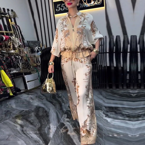 Bredbenet Jakkesæt Temperament Stående Krave Lynlås