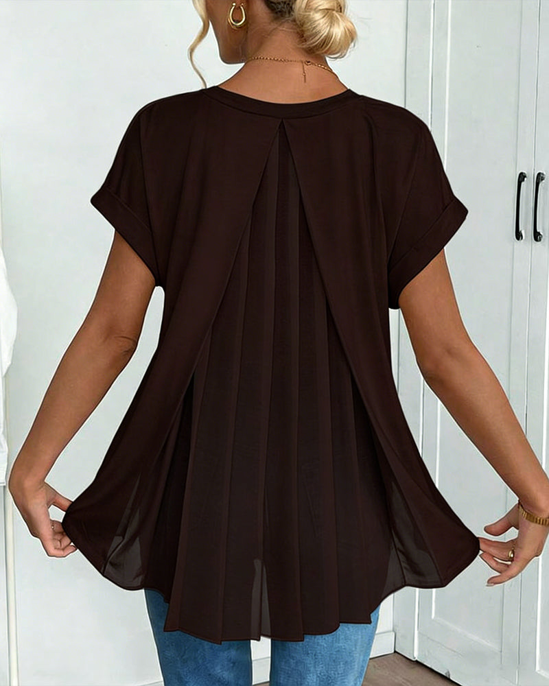 T-Shirt Kortærmet Ensfarvet Patchwork