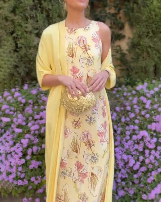 Sæt Ærmeløs Maxi Kjole + Matchende Cardigan