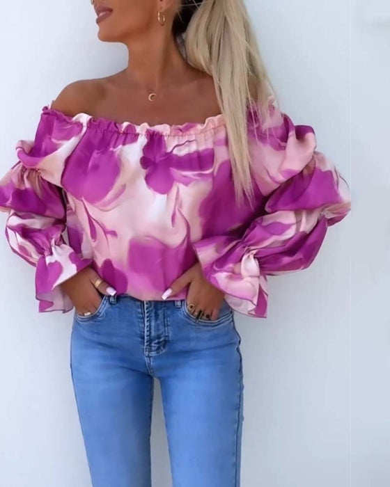 Farverig off-shoulder top