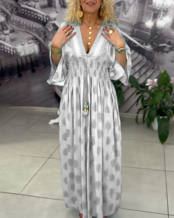 Kjole Løs Ferietryk Talje Maxi