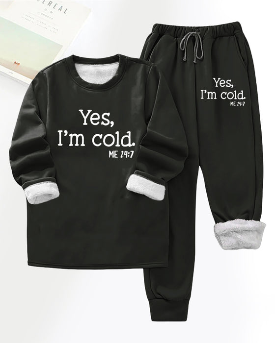 Fleeceforede fritidsbukser med skrift