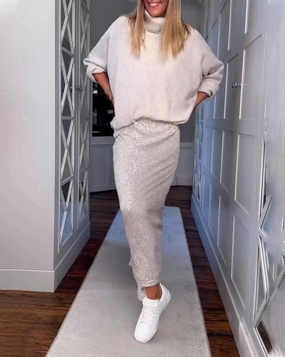 Ensfarvet enkel nederdel