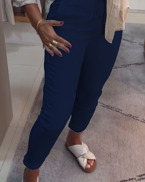 Tætsiddende Bukser Afslappet Med Snøre