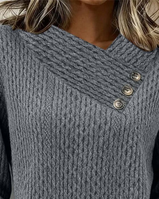 Sweatshirt med lange ærmer, afslappet ensfarvet