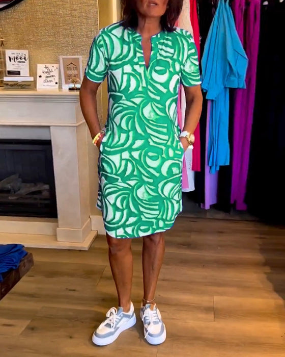 Casual kortærmet kjole med print