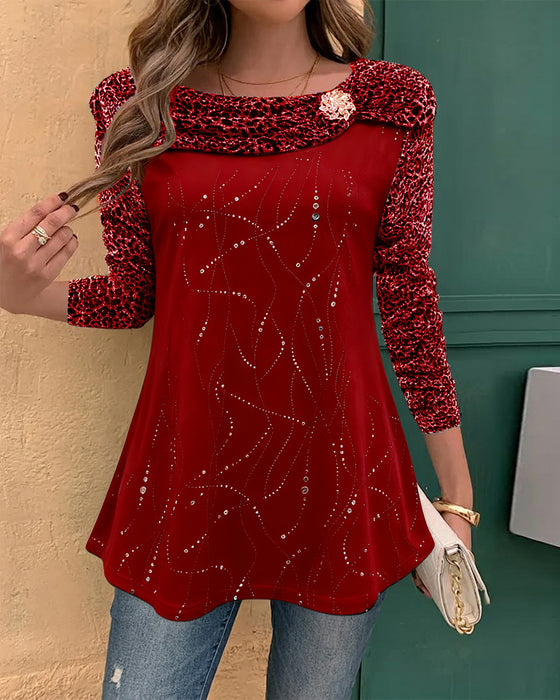 Langærmet Top Med Leopardprint