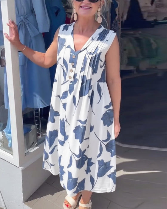 Kjole V-Hals Ærmeløs Trykt