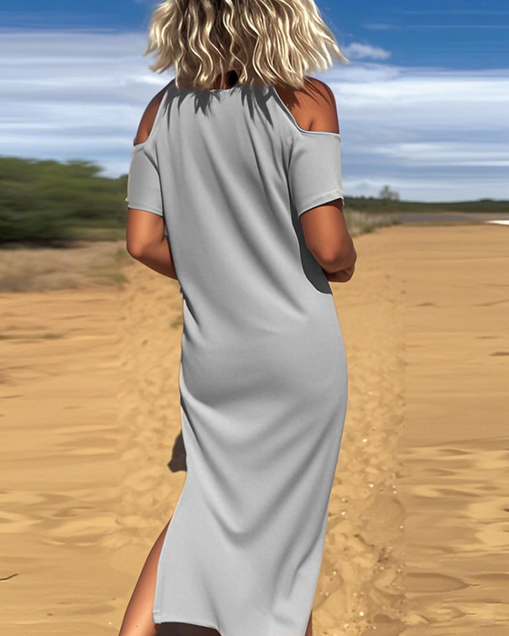 Kjole Fashion Casual Skulderfri Slank