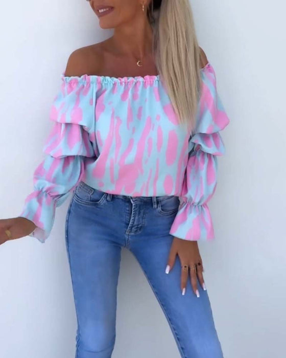 Farverig off-shoulder top