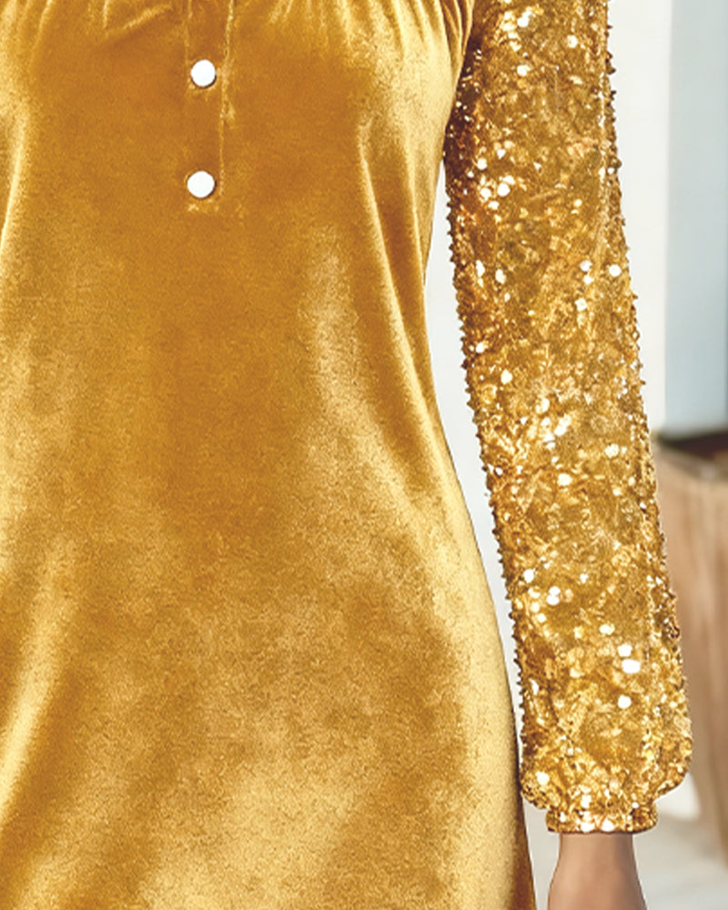 Pallietbesat Fløjlspatchworkkjole