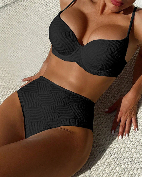 Bikini Sexet Ensfarvet Push-Up