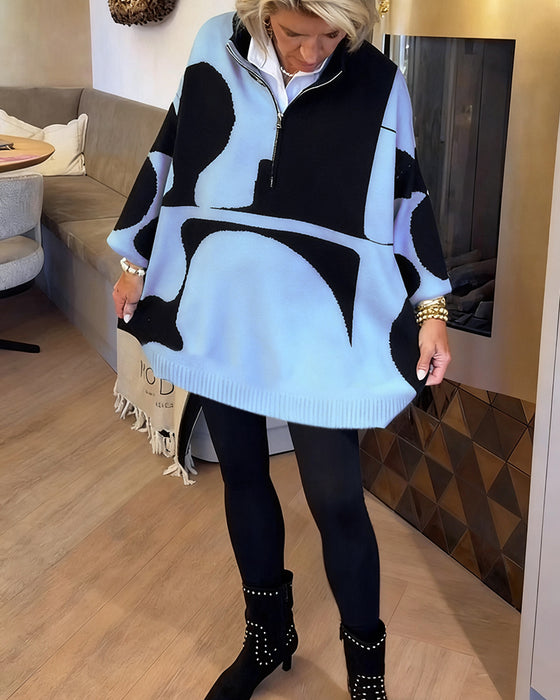 Pullover Med Halv Lynlås Og Moderne Stående Krave