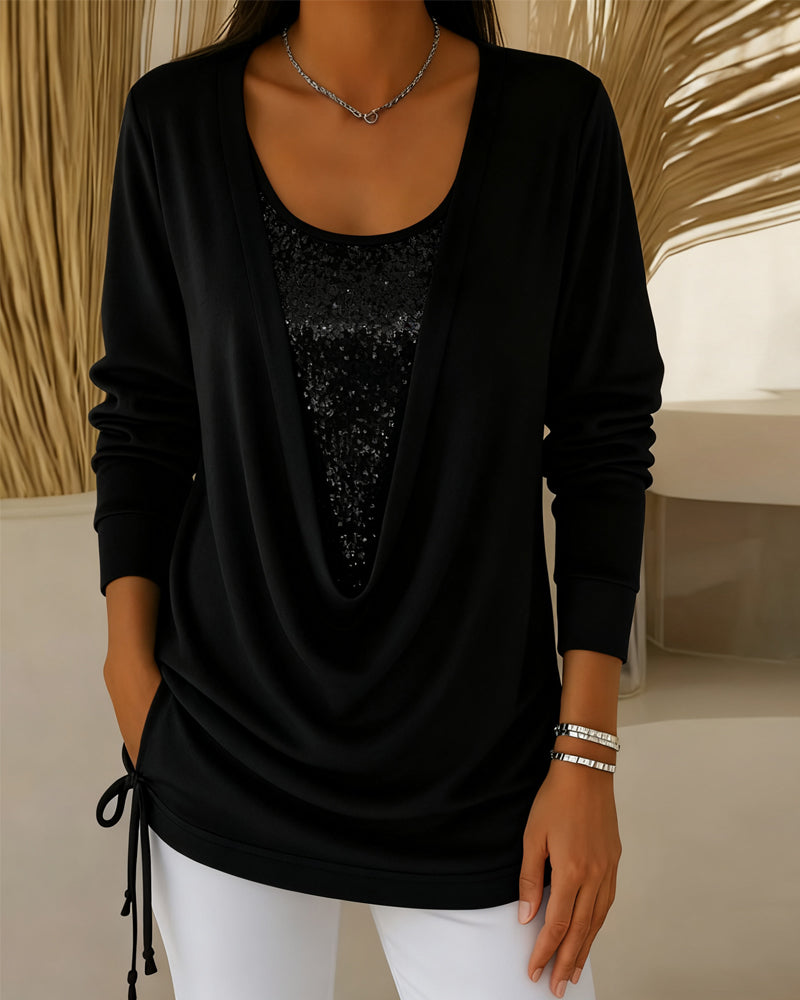 Paljettop I Kontrastfarver Med Todelt Look