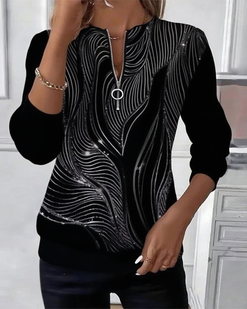 Sweatshirt med afslappet lynlåstryk