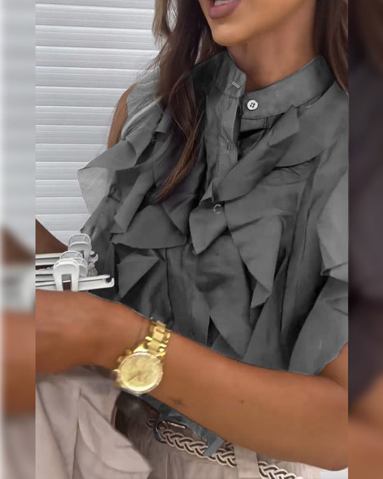 Tank Top Designer Ruffle Ærmløs