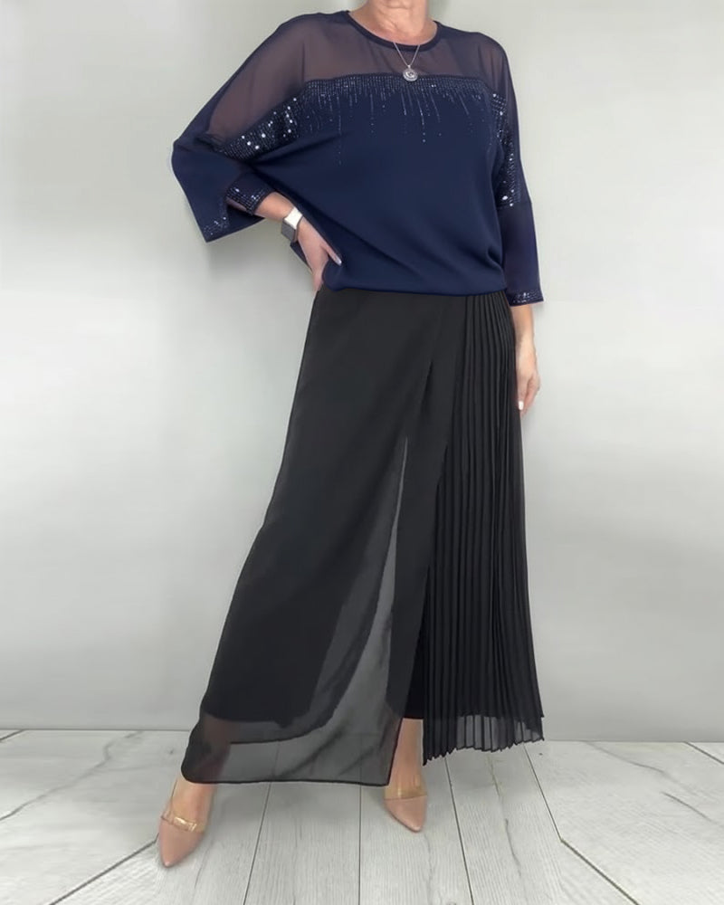 Bluse Mesh Splejset Løs