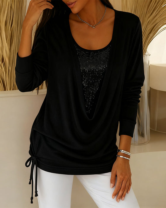 Paljettop I Kontrastfarver Med Todelt Look