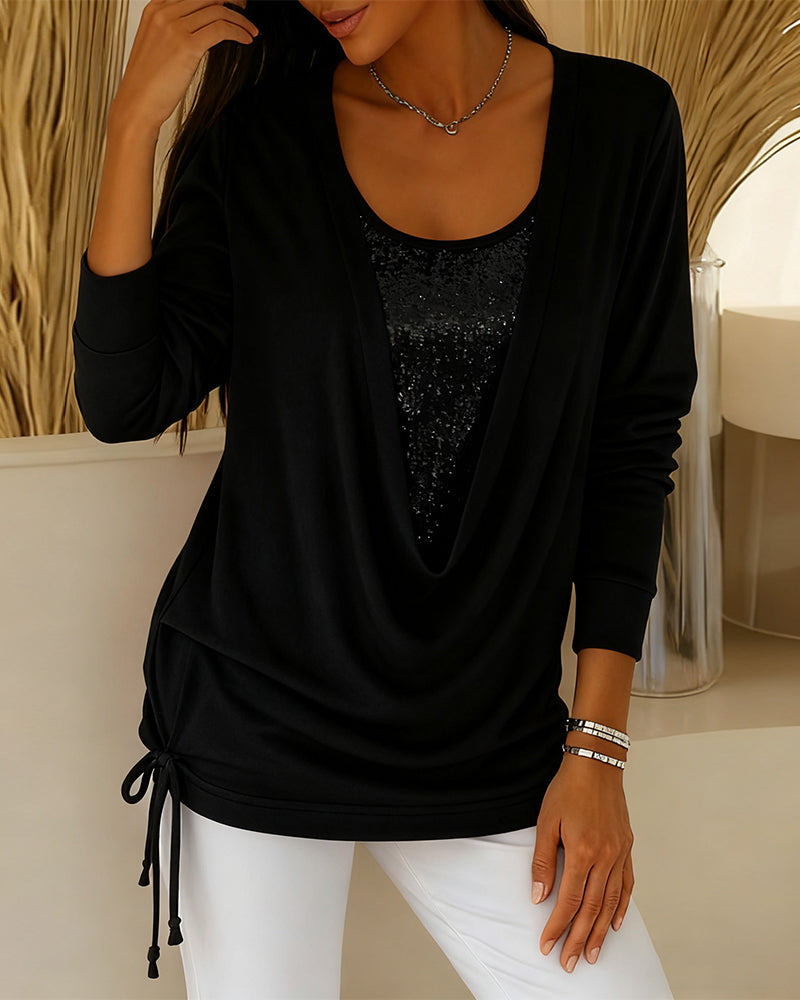 Paljettop I Kontrastfarver Med Todelt Look