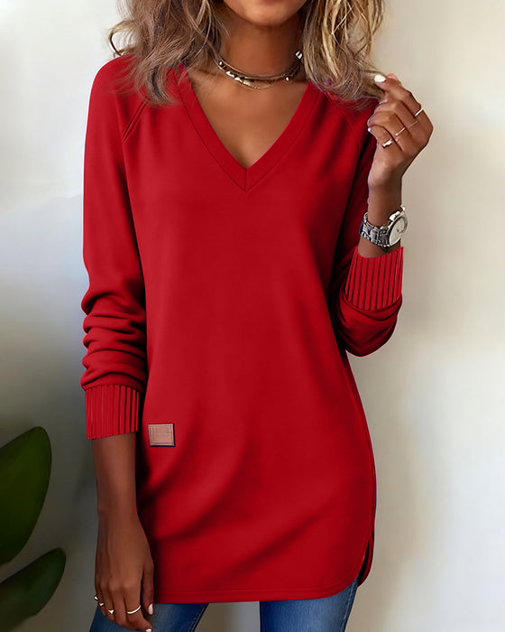 Moderne Sweatshirt Med V-Halsudskæring