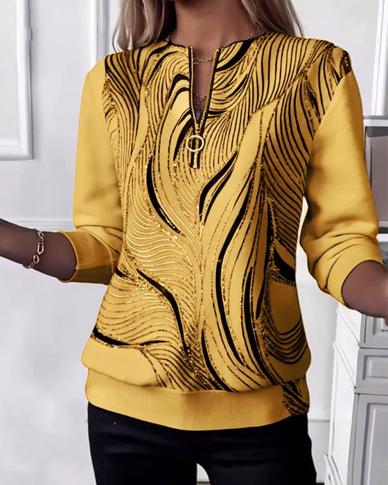 Sweatshirt med afslappet lynlåstryk