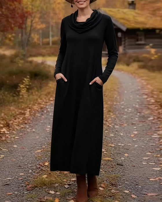 Kjole afslappet enkel ensfarvet lomme