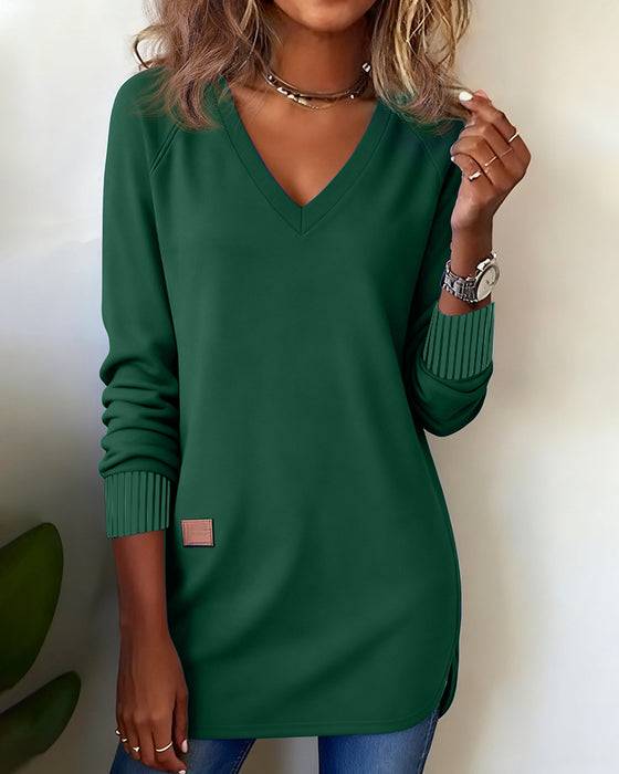 Moderne Sweatshirt Med V-Halsudskæring