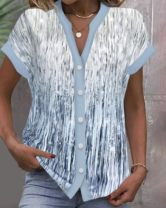 Skjorte Casual Standkrave Med Tekstureret Print