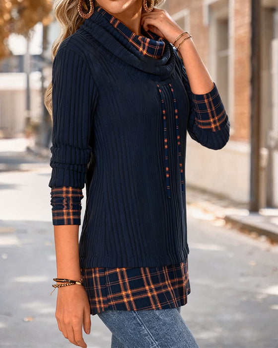 Moderne Casual Top Med Kontrastsyninger