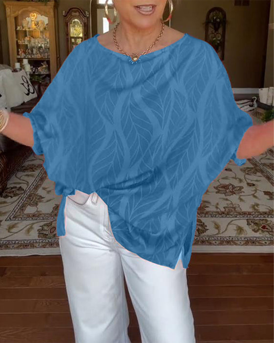 Bluse Rund Hals Løs Print