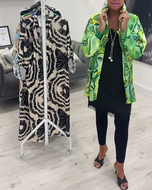 Grøn skjorte med portrætprint