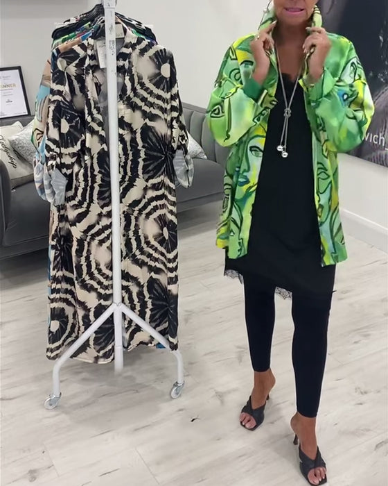 Grøn skjorte med portrætprint