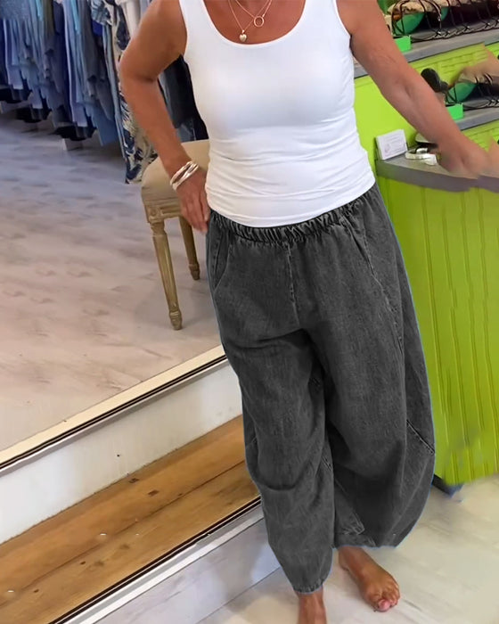 Afslappede Jeans Med Elastisk Talje