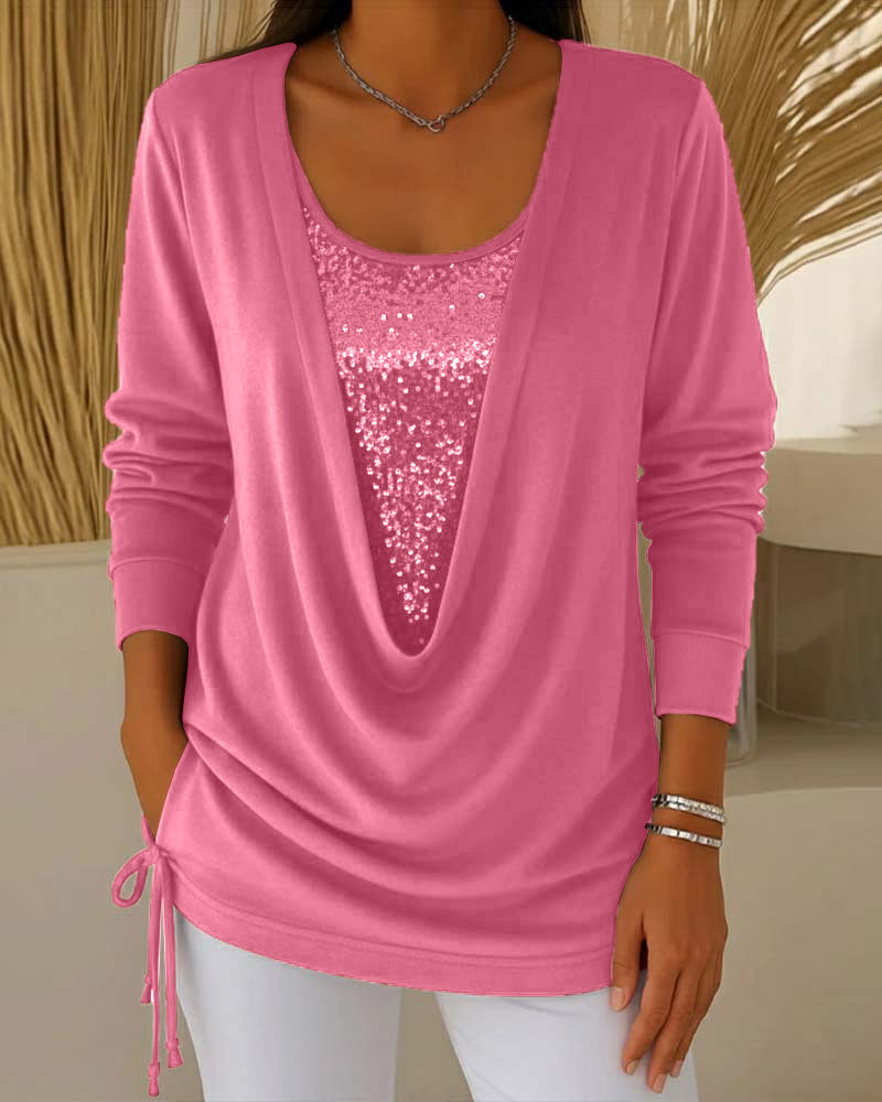 Paljettop I Kontrastfarver Med Todelt Look