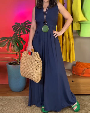 Elegant slank lang kjole uden ærmer