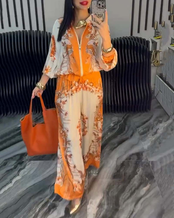 Bredbenet Jakkesæt Temperament Stående Krave Lynlås