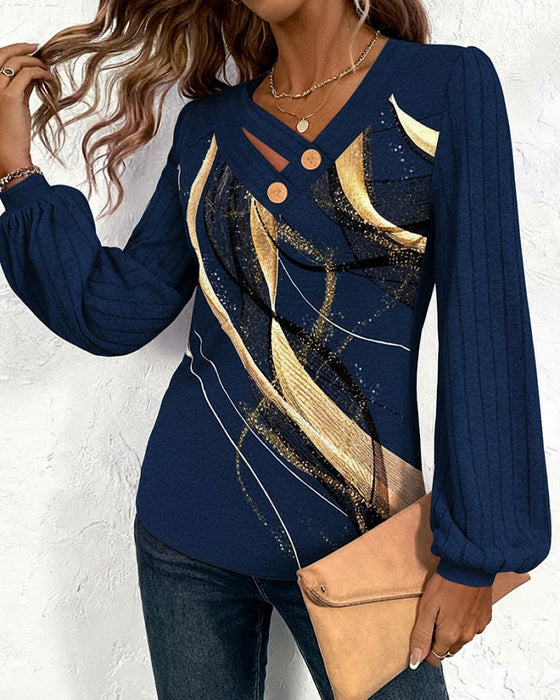 Top Med Stribet Print Lanterneærme