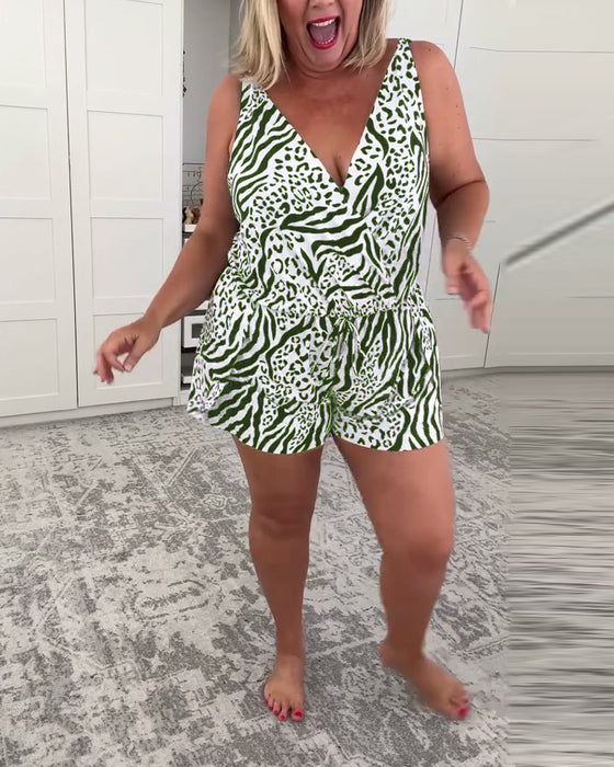 Slim Fit Badedragt Med Zebramønster