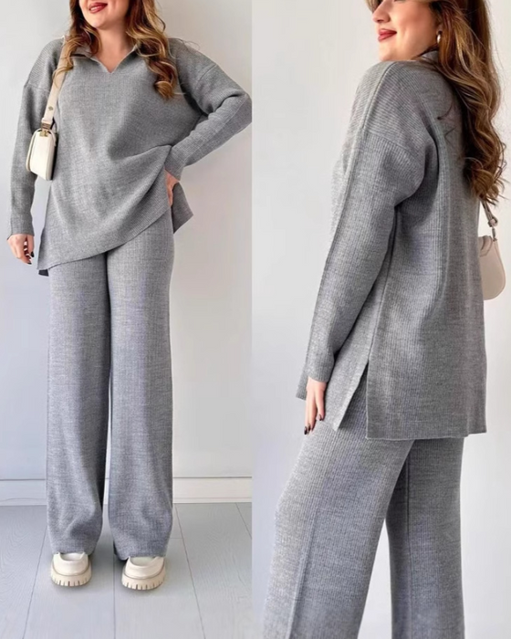 To - delssæt Med Enfarvet Og Strick Egenskaper