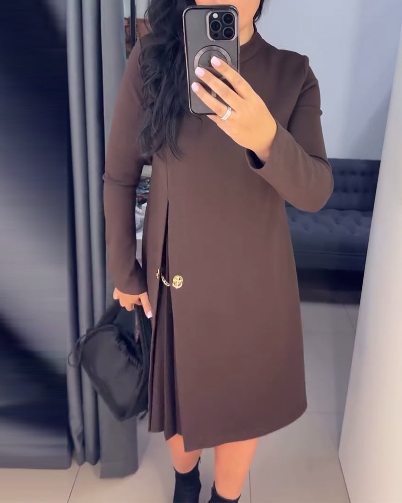 Elegant Kjole Med Malet Patchwork