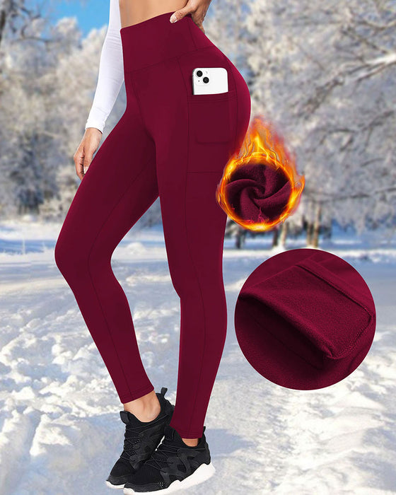 Dame Høj Talje Fleeceforet Leggings Med Lommer