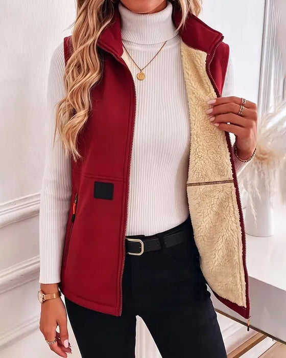Cardigan Polstret Polar Fleece Åben Foran