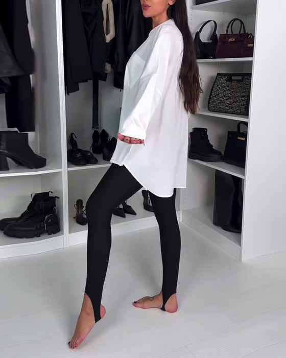 Ensfarvede Leggings Med Ankelstropper